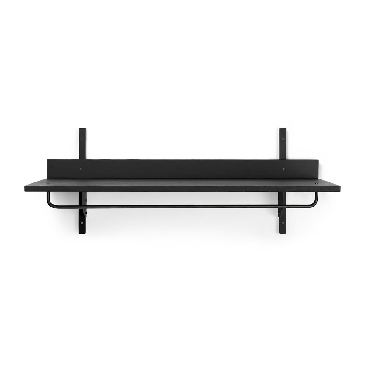 Ferm Living Sector hylla med stång 37x87 cm Black ash-black brass
