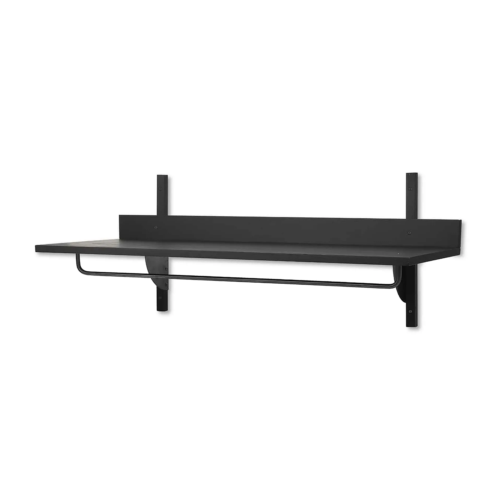 Sector hylla med stång 37x87 cm, Black ash-black brass Ferm Living