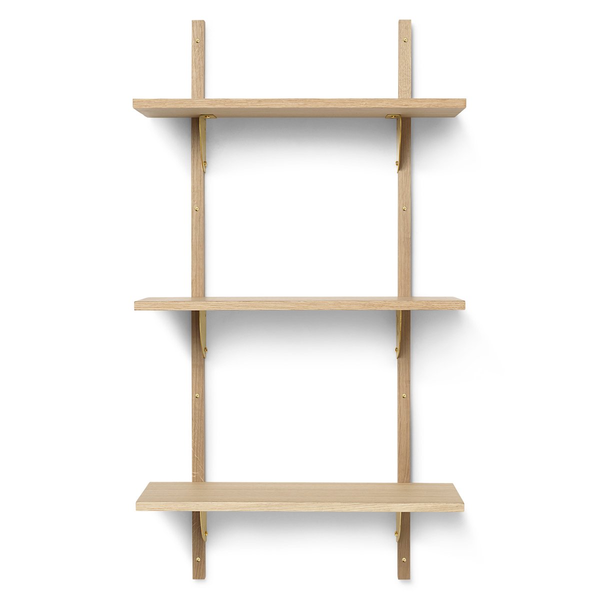 Ferm Living Sector hylla S/L Ek-mässing | Skandinavisk Design | Hyllor & Hyllsystem | Brun