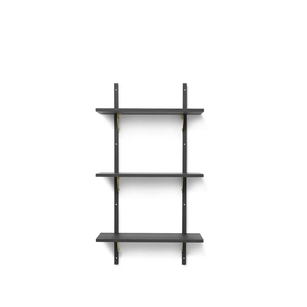 ferm LIVING Sector hylla triple narrow ash dark stained, s/l, mässing