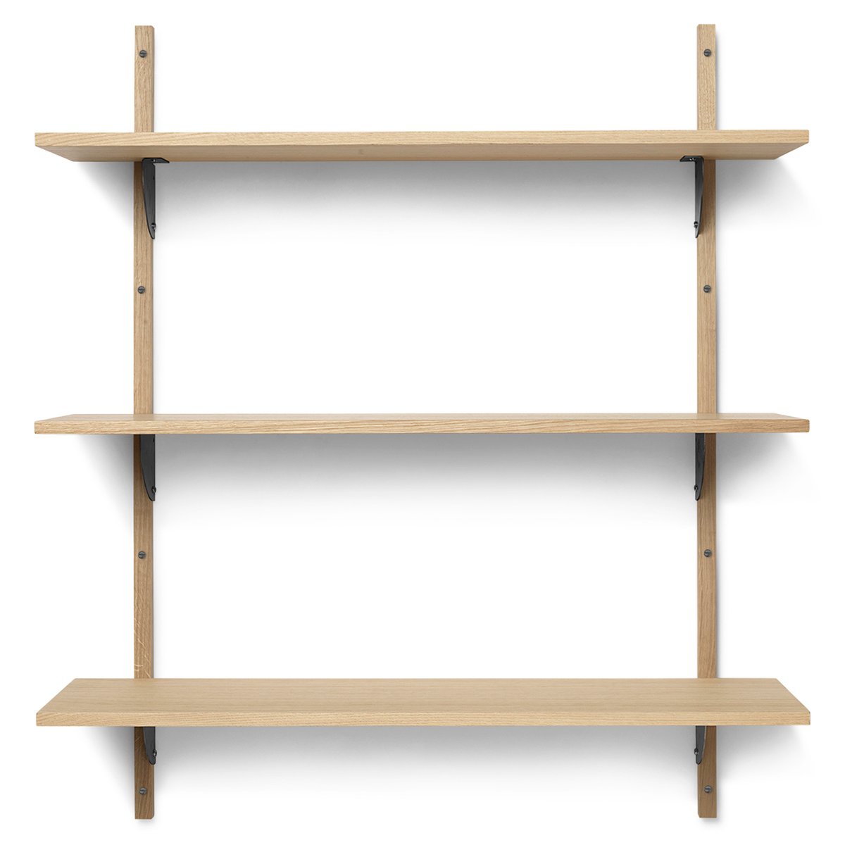 Ferm Living Sector hylla triple wide Ek-svart | Skandinavisk Design | Hyllor & Hyllsystem | Brun