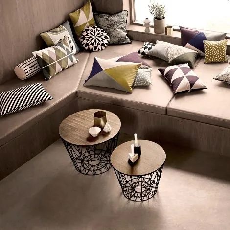 Wire basket top smoked oak, small Ø 40 cm Ferm Living