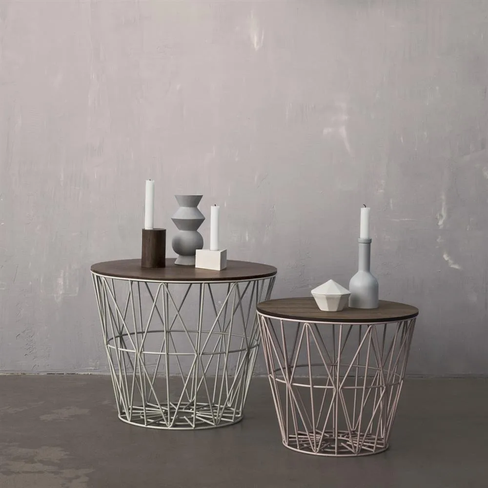 Wire basket top smoked oak, small Ø 40 cm Ferm Living