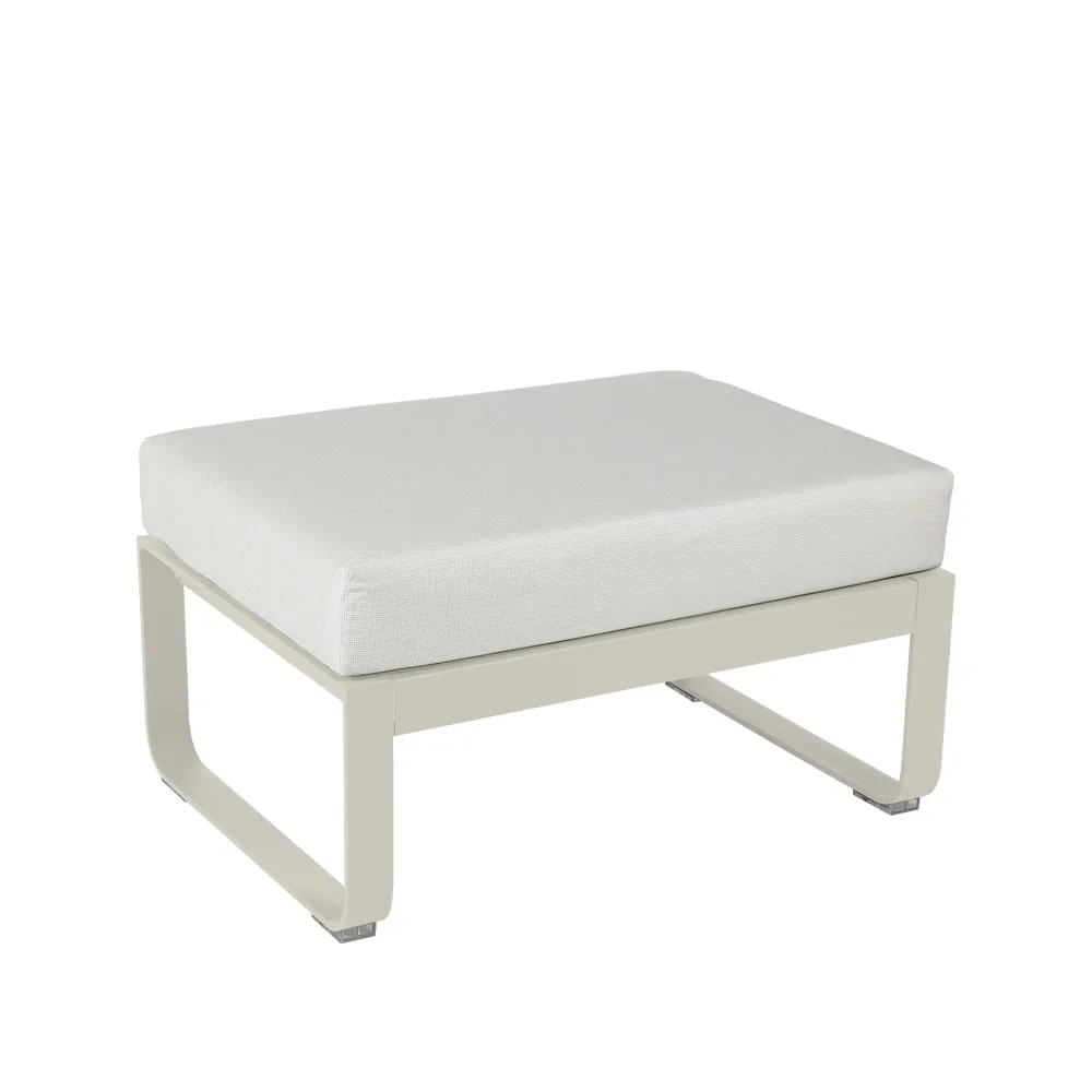 Bellevie 1-sits fotpall, Clay grey (grå), off-white dyna Fermob
