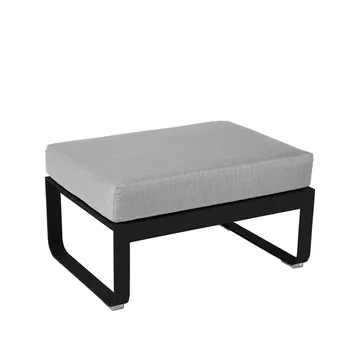 Bellevie 1-sits fotpall - Liquorice (svart), flannel grey dyna - Fermob