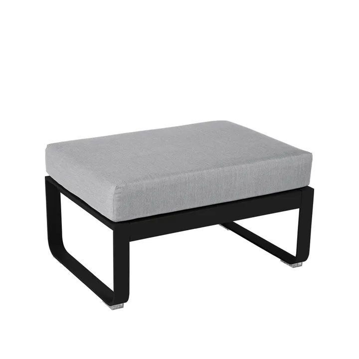 Bellevie 1-sits fotpall - Liquorice (svart), flannel grey dyna - Fermob