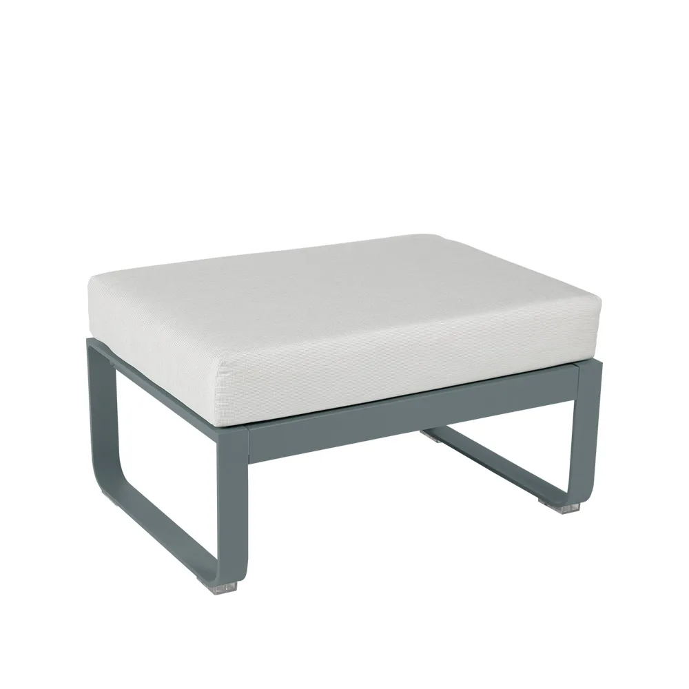 Bellevie 1-sits fotpall, Storm grey (grå), off-white dyna Fermob
