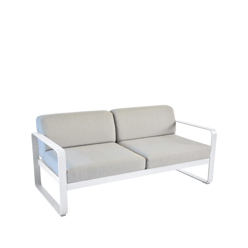 Bellevie 2-sits soffa, cotton white, flannel grey dyna Fermob