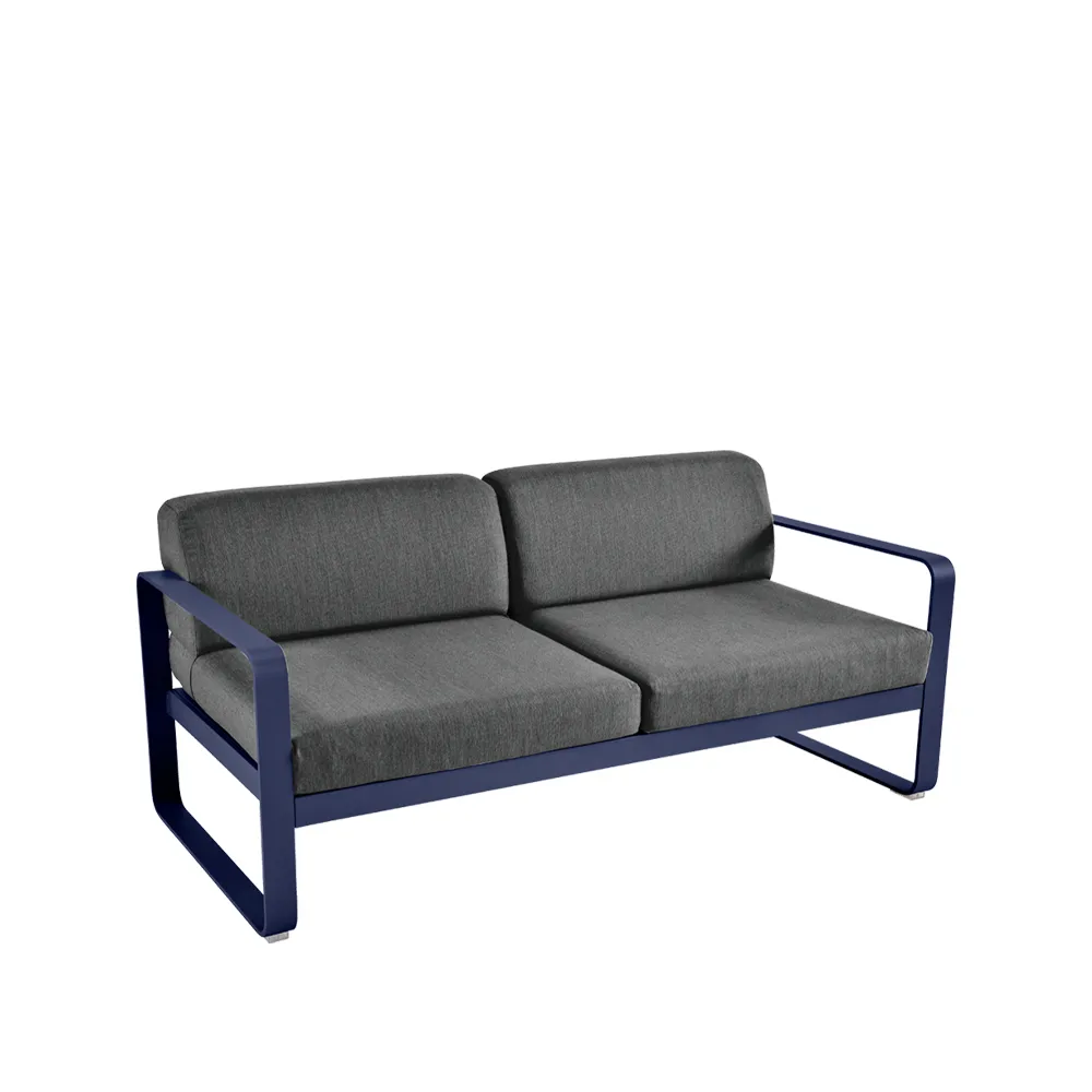 Bellevie 2-sits soffa, Deep blue (blå), graphite grey dyna Fermob