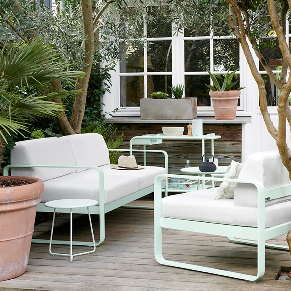 Bellevie 2-sits soffa, deep blue, off-white dyna Fermob