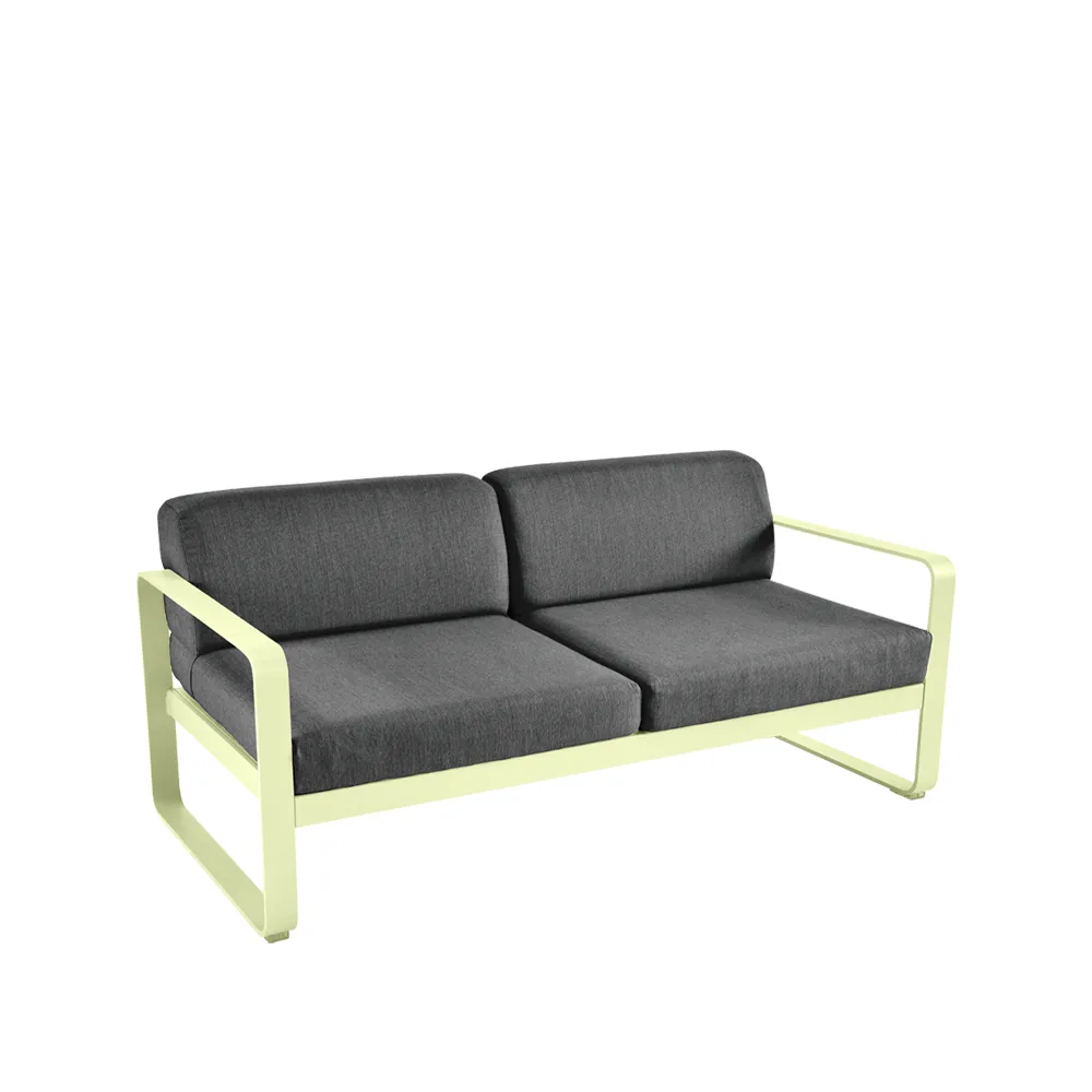 Bellevie 2-sits soffa, Frosted lemon (gul), graphite grey dyna Fermob
