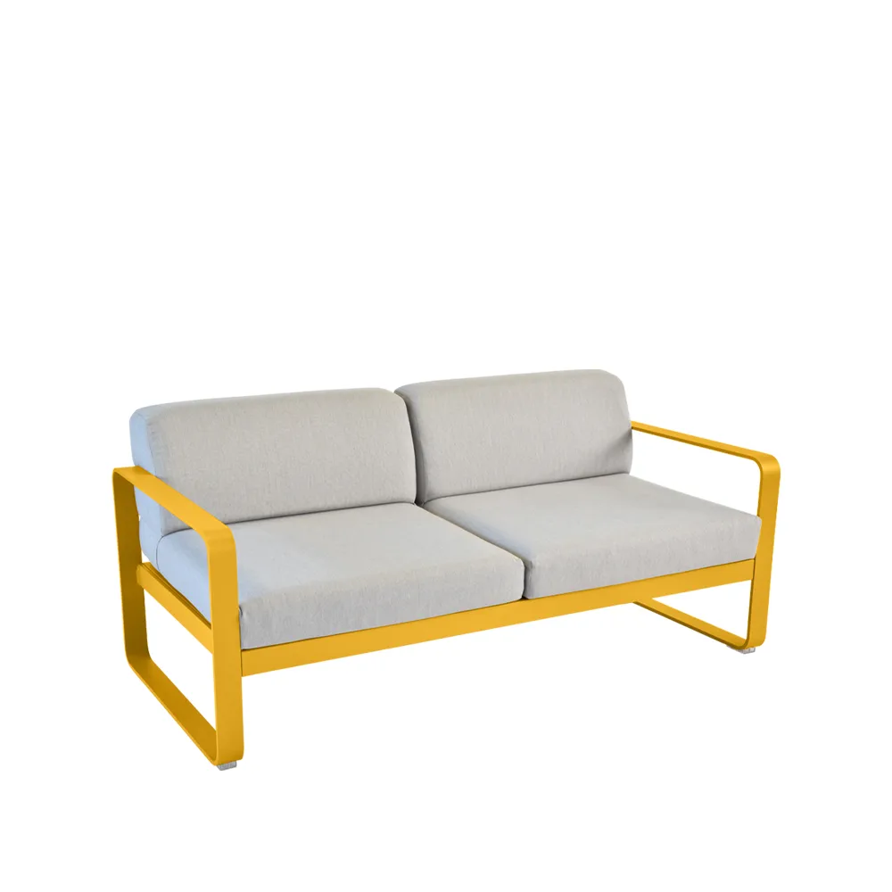 Bellevie 2-sits soffa, Honey (gul), flannel grey dyna Fermob