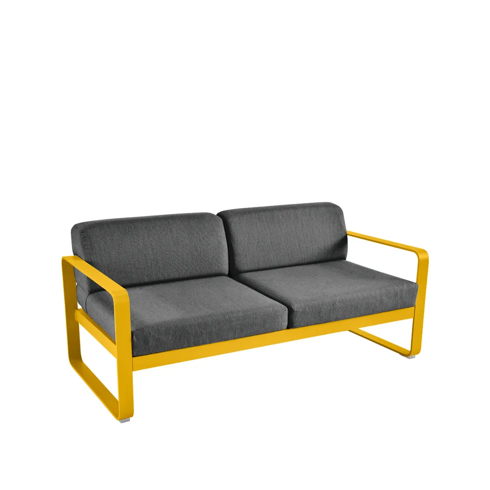 Bellevie 2-sits soffa, Honey (gul), graphite grey dyna Fermob
