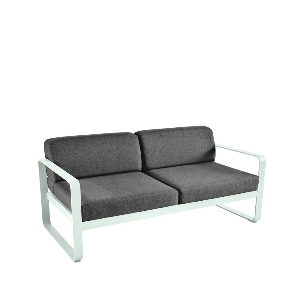 Bellevie 2-sits soffa, ice mint, graphite grey dyna Fermob