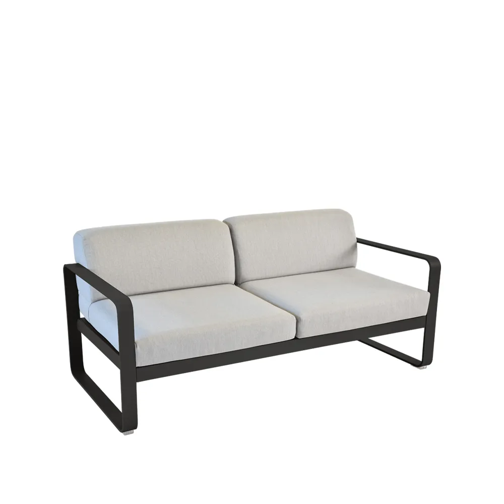 Bellevie 2-sits soffa, Liquorice (svart), flannel grey dyna Fermob