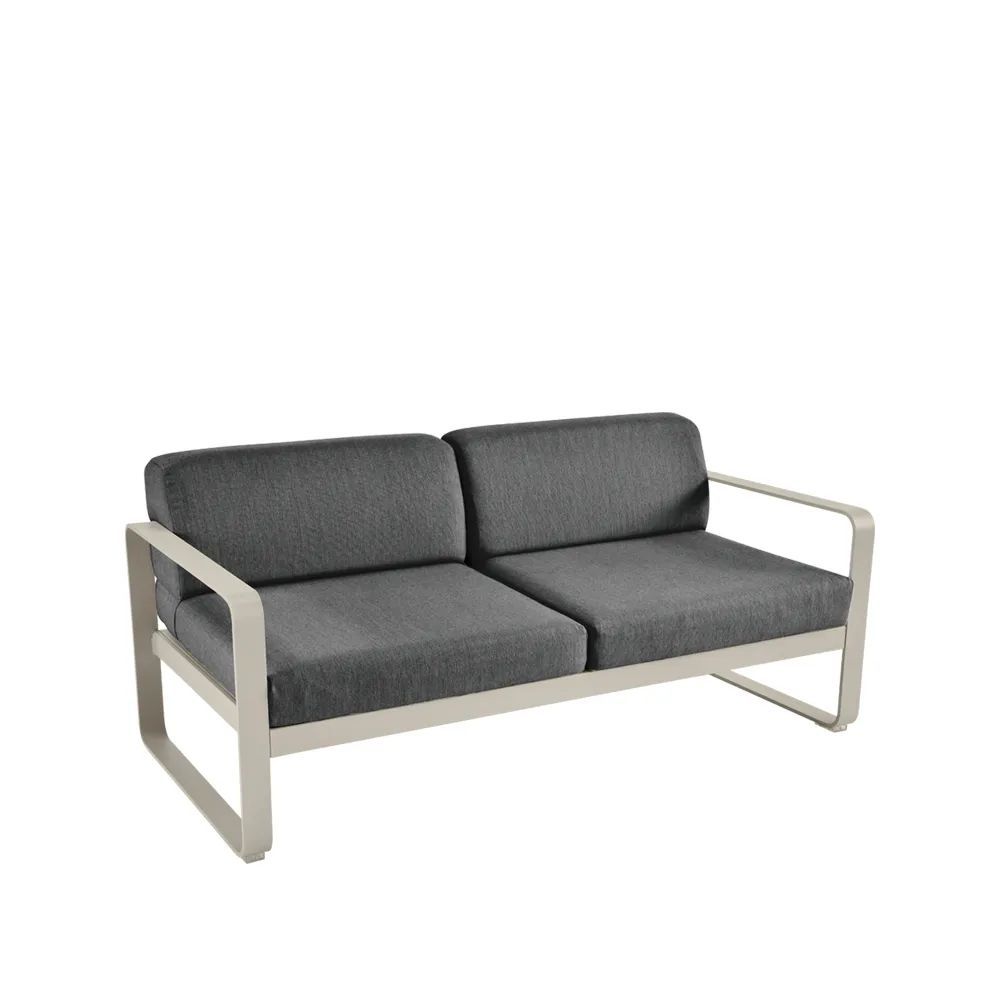 Bellevie 2-sits soffa, Nutmeg (beige), graphite grey dyna Fermob
