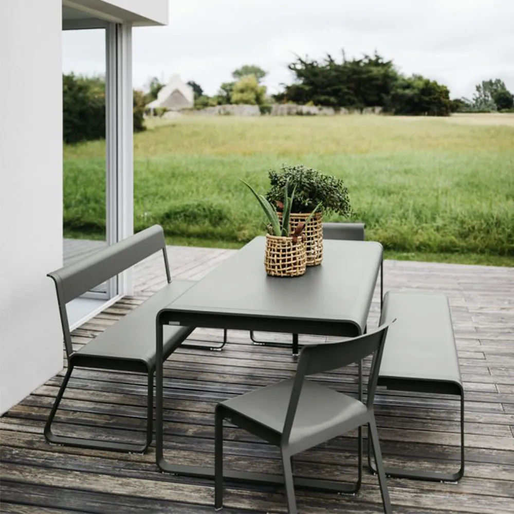 Bellevie bänk med ryggstöd, clay grey Fermob