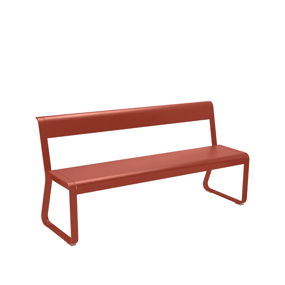 Bellevie bänk med ryggstöd, red ochre Fermob