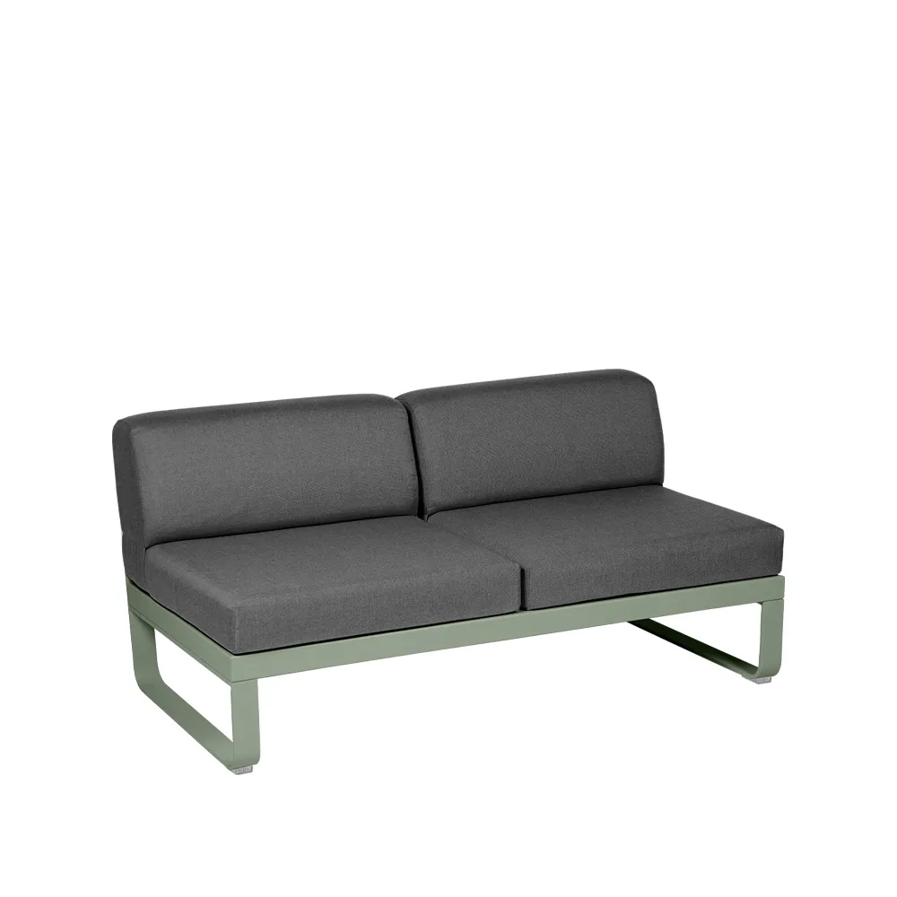 Bellevie Central modulsoffa, 2-sits cactus, graphite grey dyna Fermob