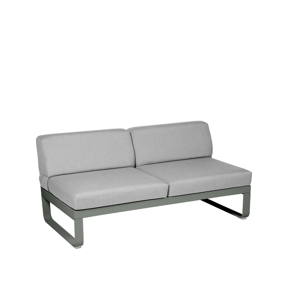 Bellevie Central modulsoffa, 2-sits Rosemary (grön), flannel grey dyna Fermob