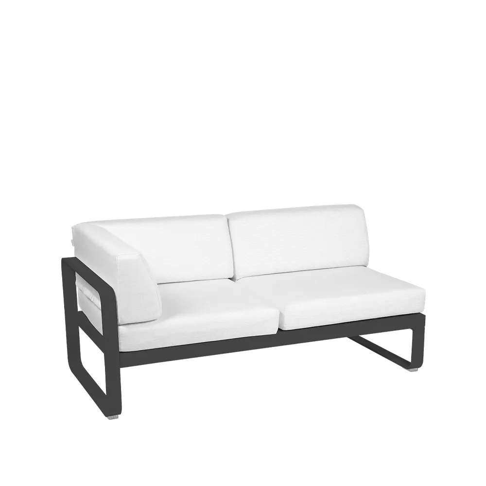Bellevie Corner modulsoffa, 2-sits anthracite, offwhite dyna, vänster Fermob