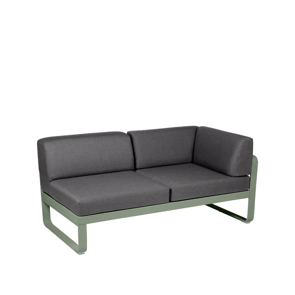 Bellevie Corner modulsoffa, 2-sits cactus, graphite grey dyna, höger Fermob