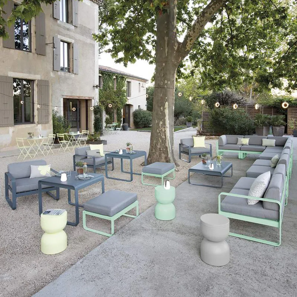 Bellevie Corner modulsoffa, 2-sits cactus, graphite grey dyna, höger Fermob