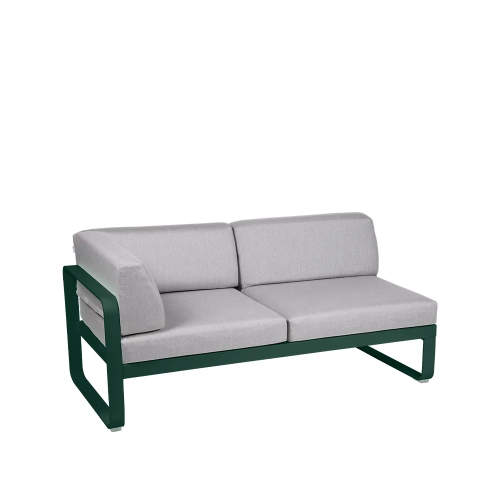 Bellevie Corner modulsoffa, 2-sits Cedar green (grön)-flannel grey dyna-vänster Fermob