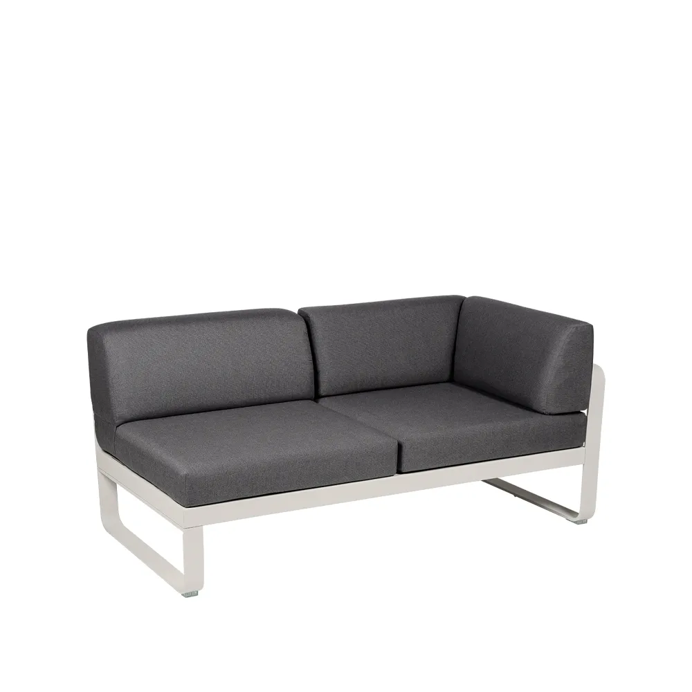 Bellevie Corner modulsoffa, 2-sits clay grey, graphite grey dyna, höger Fermob