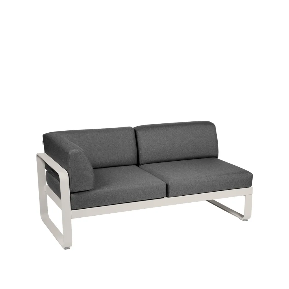 Bellevie Corner modulsoffa, 2-sits clay grey, graphite grey dyna, vänster Fermob