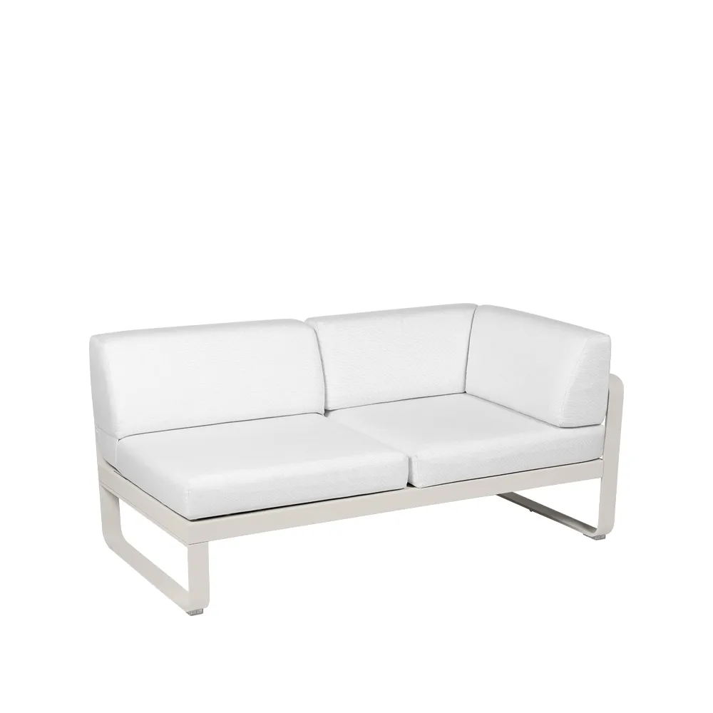 Bellevie Corner modulsoffa, 2-sits clay grey, offwhite dyna, höger Fermob