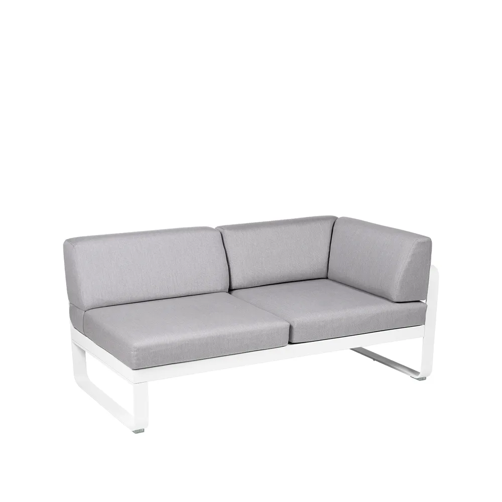 Bellevie Corner modulsoffa, 2-sits cotton white, flannel grey dyna, höger Fermob
