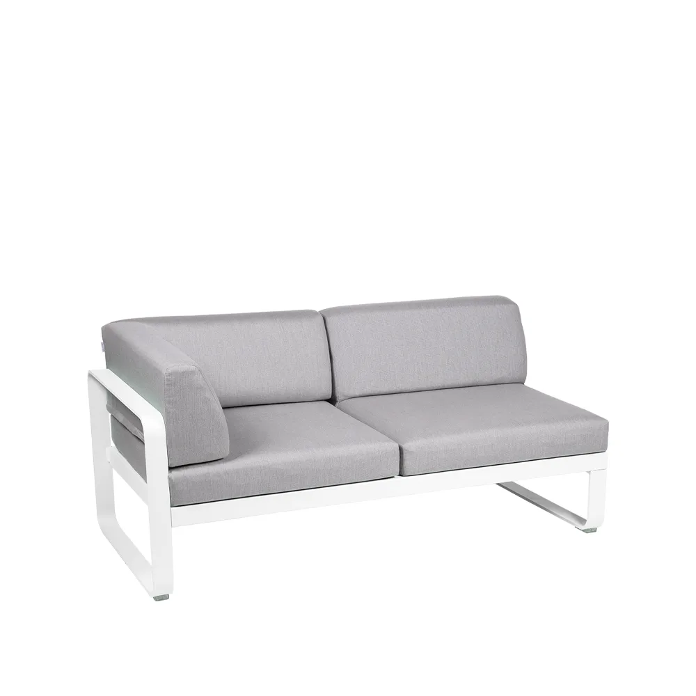 Bellevie Corner modulsoffa, 2-sits cotton white-flannel grey dyna-vänster Fermob