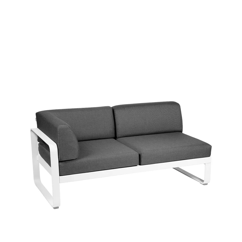 Bellevie Corner modulsoffa, 2-sits Cotton white (vit)-graphite grey dyna-vänster Fermob