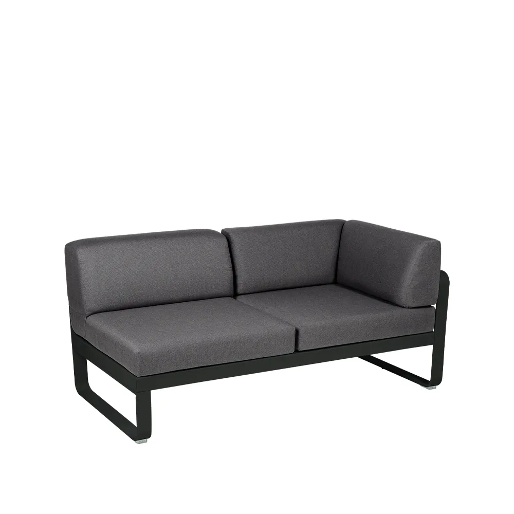 Bellevie Corner modulsoffa, 2-sits liquorice, graphite grey dyna, höger Fermob