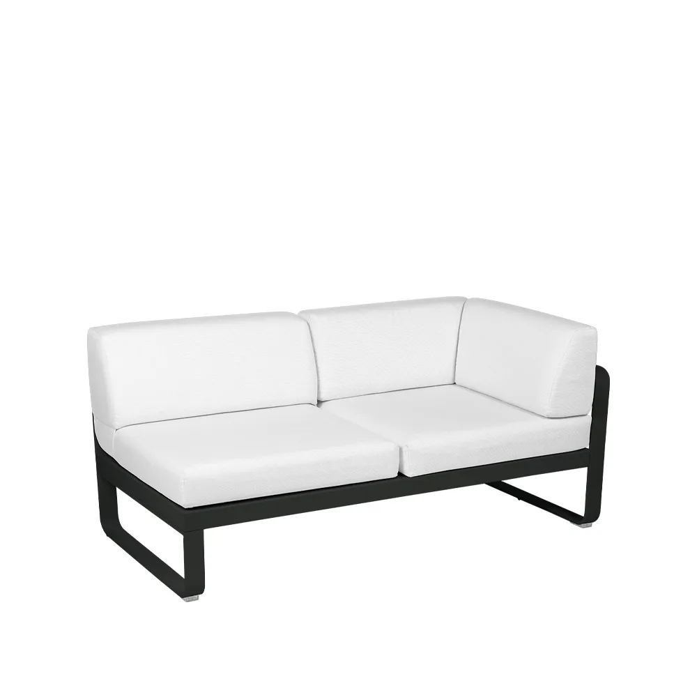 Bellevie Corner modulsoffa, 2-sits Liquorice (svart), offwhite dyna, höger Fermob