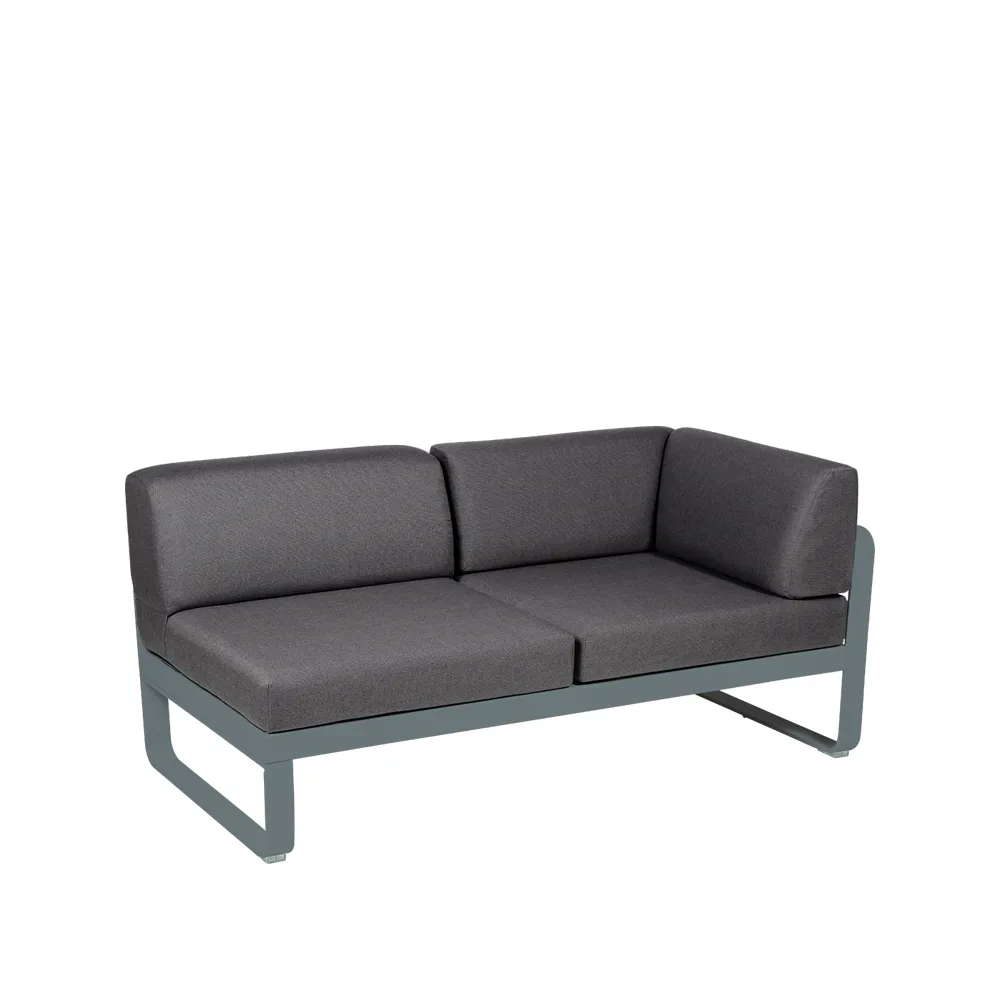 Bellevie Corner modulsoffa, 2-sits storm grey, graphite grey dyna, höger Fermob