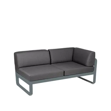 Bellevie Corner modulsoffa - 2-sits storm grey, graphite grey dyna, höger - Fermob