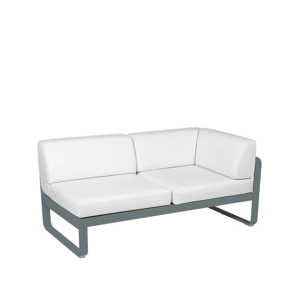 Bellevie Corner modulsoffa, 2-sits storm grey, offwhite dyna, höger Fermob