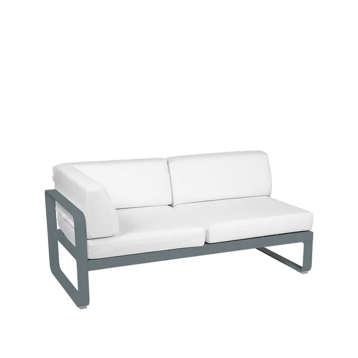 Bellevie Corner modulsoffa - 2-sits storm grey, offwhite dyna, vänster - Fermob