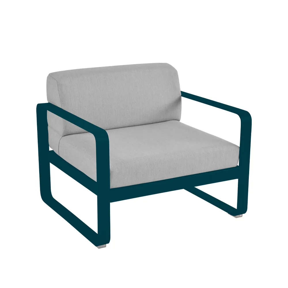 Bellevie fåtölj, Acapulco blue (blå), flannel grey dyna Fermob