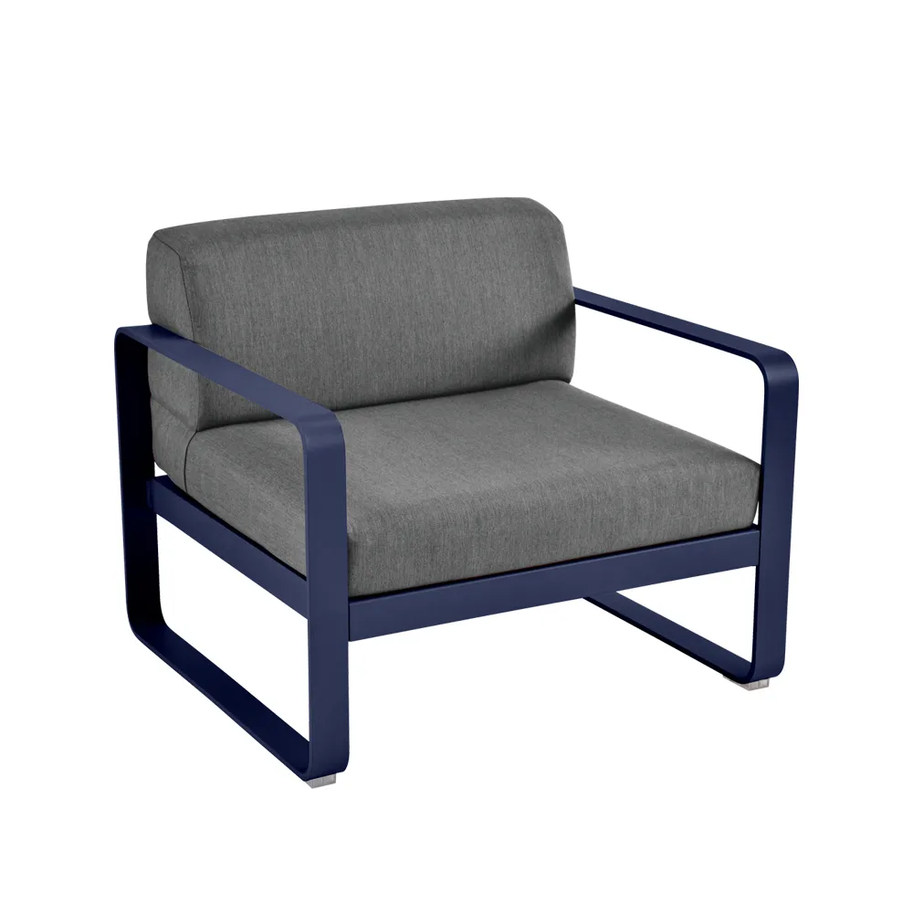 Bellevie fåtölj, deep blue, graphite grey dyna Fermob