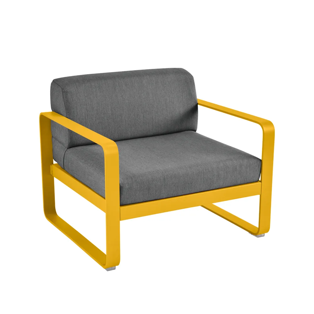 Bellevie fåtölj, Honey (gul), graphite grey dyna Fermob