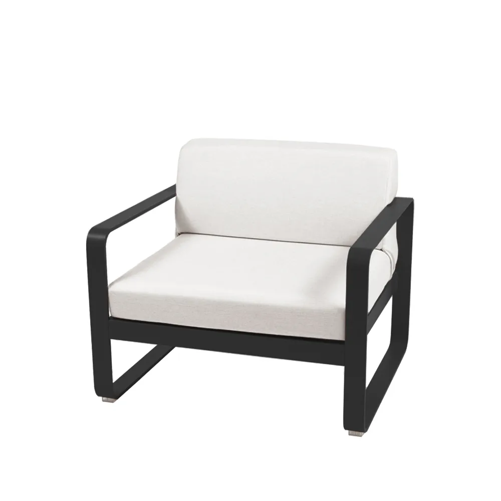 Bellevie fåtölj, liquorice, off-white dyna Fermob