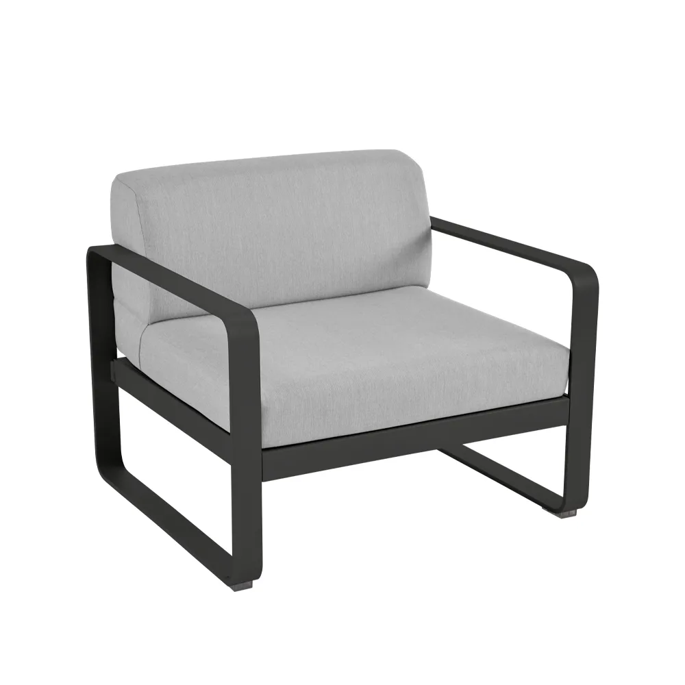 Bellevie fåtölj, Liquorice (svart), flannel grey dyna Fermob