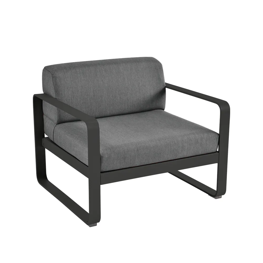 Bellevie fåtölj, Liquorice (svart), graphite grey dyna Fermob