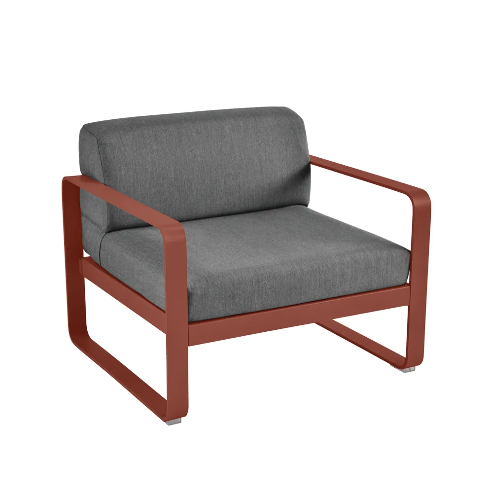 Bellevie fåtölj, Red ochre (röd), graphite grey dyna Fermob
