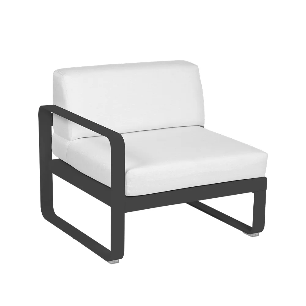 Bellevie Left modulsoffa, anthracite, off-white dyna, 1-sits Fermob