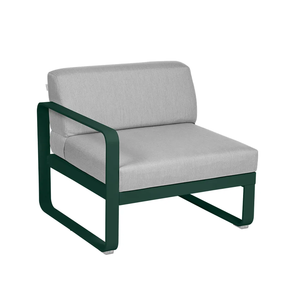 Bellevie Left modulsoffa, cedar green, flannel grey dyna, 1-sits Fermob