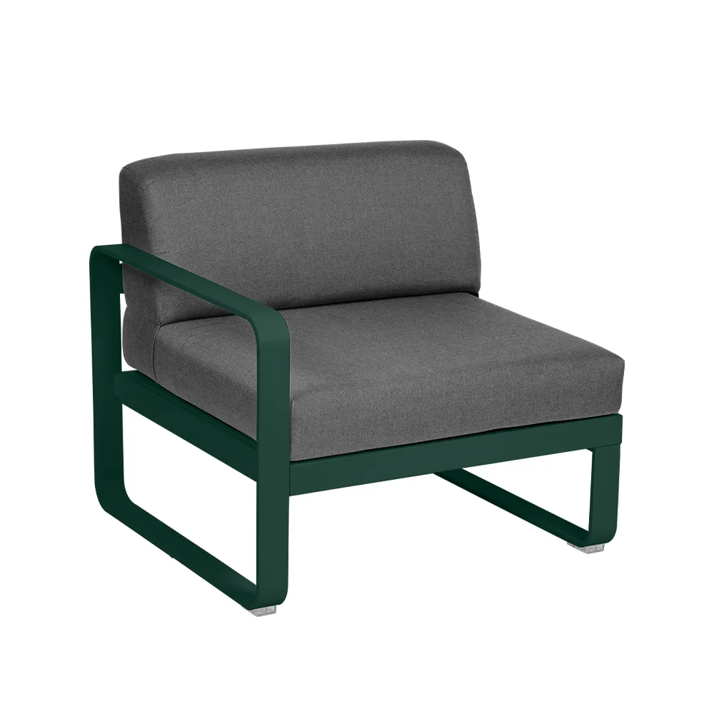 Bellevie Left modulsoffa, cedar green, graphite grey dyna, 1-sits Fermob